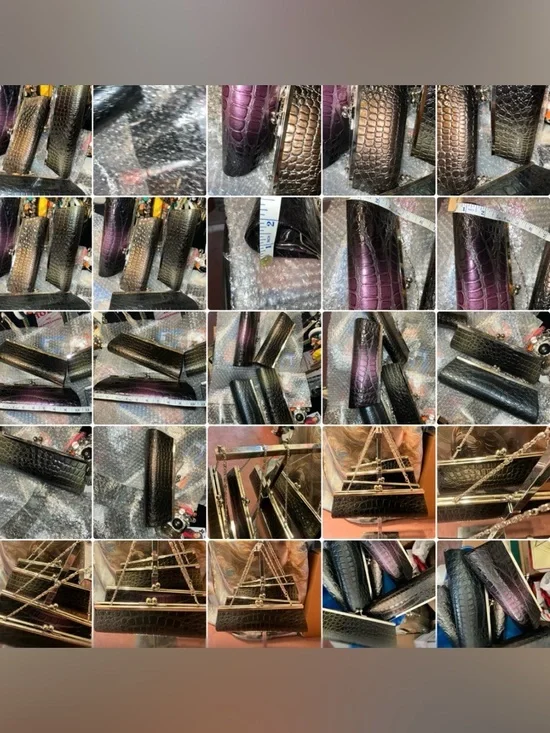 Croc-Embossed Clutch Purse - Multicolor Metallics - Picture 4 of 16